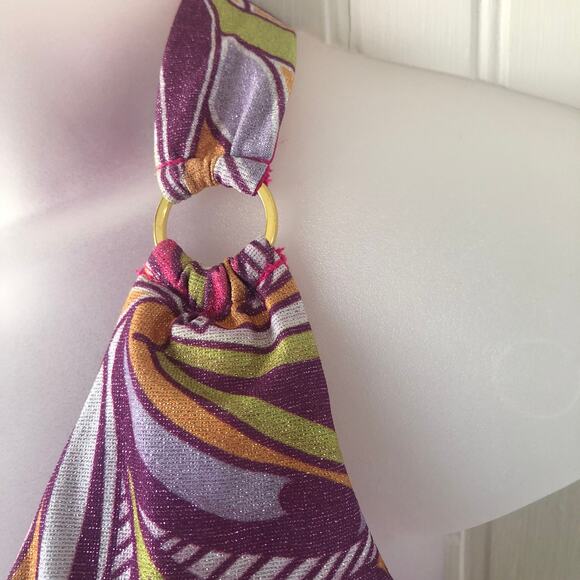 BECCA Retail $138 Hot Pink Glitter Psychedelica Nina Plunge One Piece Size M - Picture 5 of 6